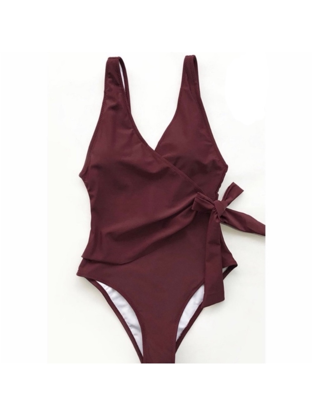 Cupshe Burgundy Wrap One-Piece Swimsuit with Side Tie size small